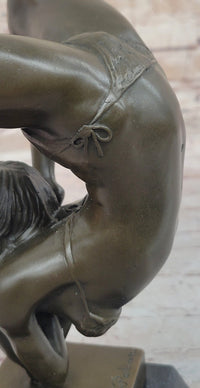 Female Contortionist Acrobat Bronze Figure Sculpture Marble Base