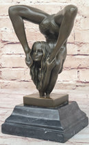 Female Contortionist Acrobat Bronze Figure Sculpture Marble Base
