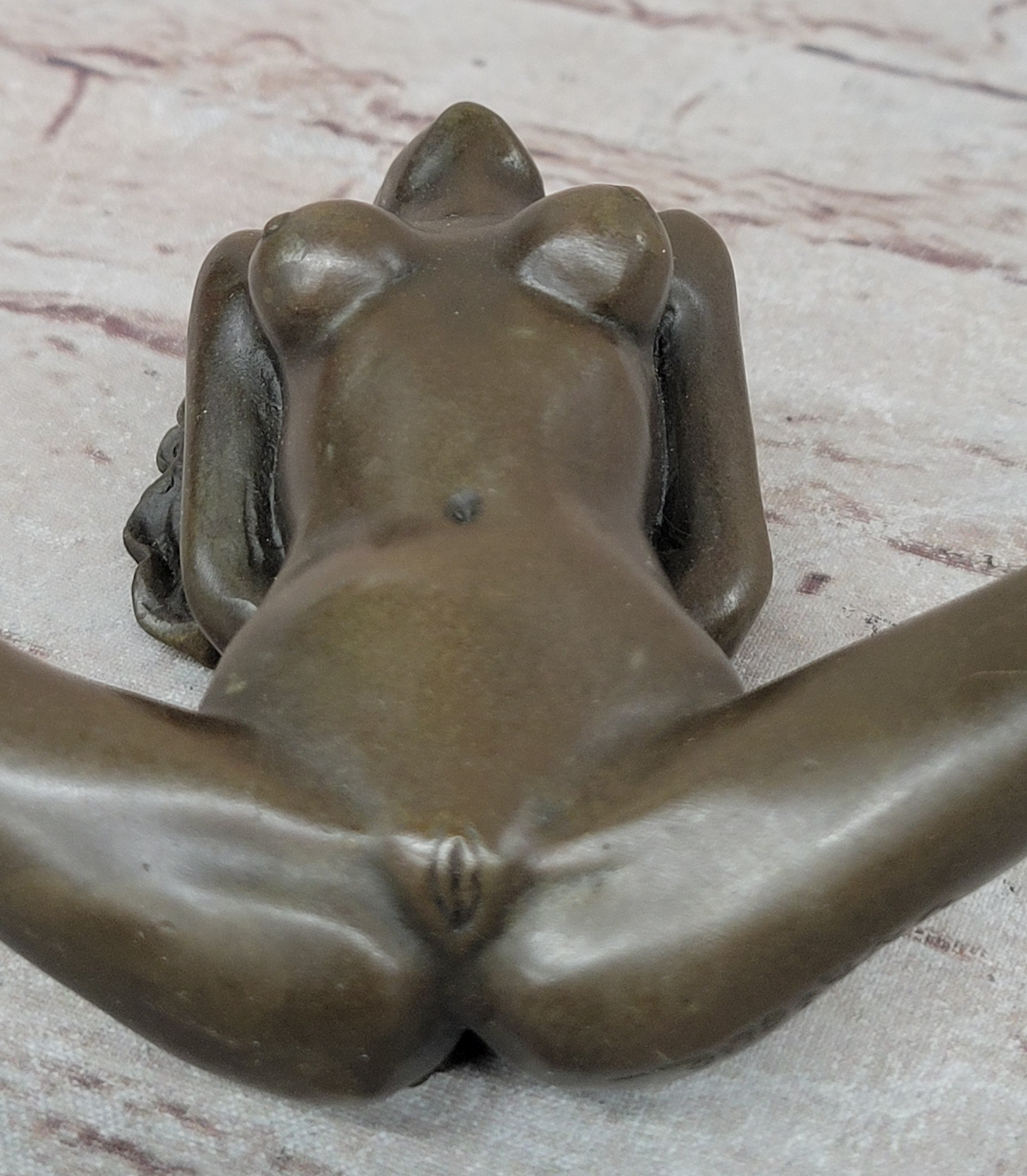 Erotic Nude Bronze Bondage Figurine Sculpture Girl Bound w/ Legs Spread Original Patoue 5" x 8"