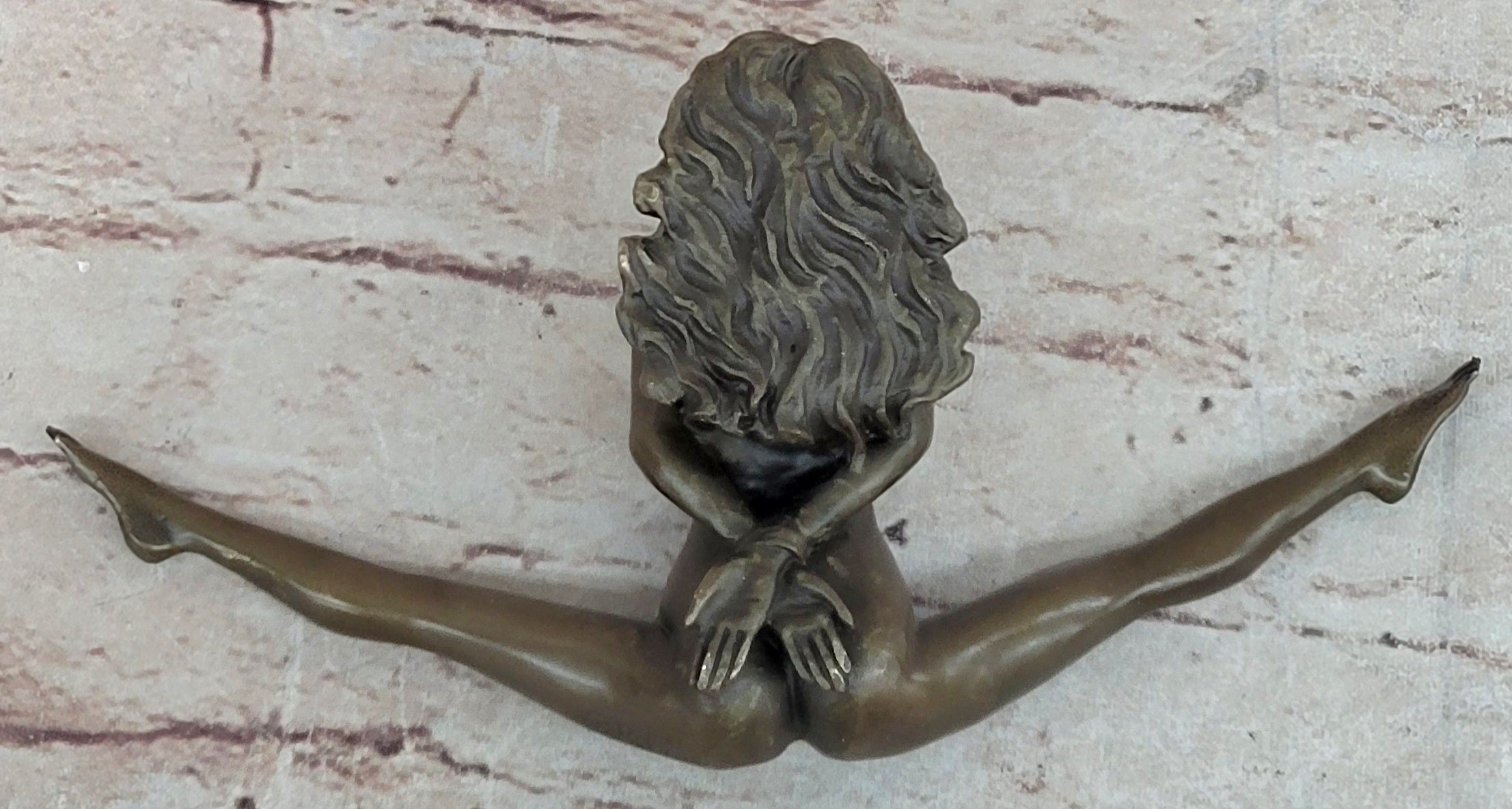 Erotic Nude Bronze Bondage Figurine Sculpture Girl Bound w/ Legs Spread Original Patoue 5" x 8"