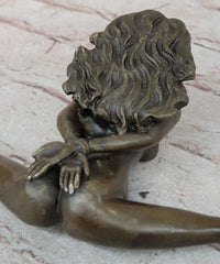 Erotic Nude Bronze Bondage Figurine Sculpture Girl Bound w/ Legs Spread Original Patoue 5" x 8"