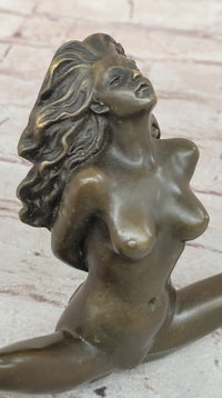 Erotic Nude Bronze Bondage Figurine Sculpture Girl Bound w/ Legs Spread Original Patoue 5" x 8"