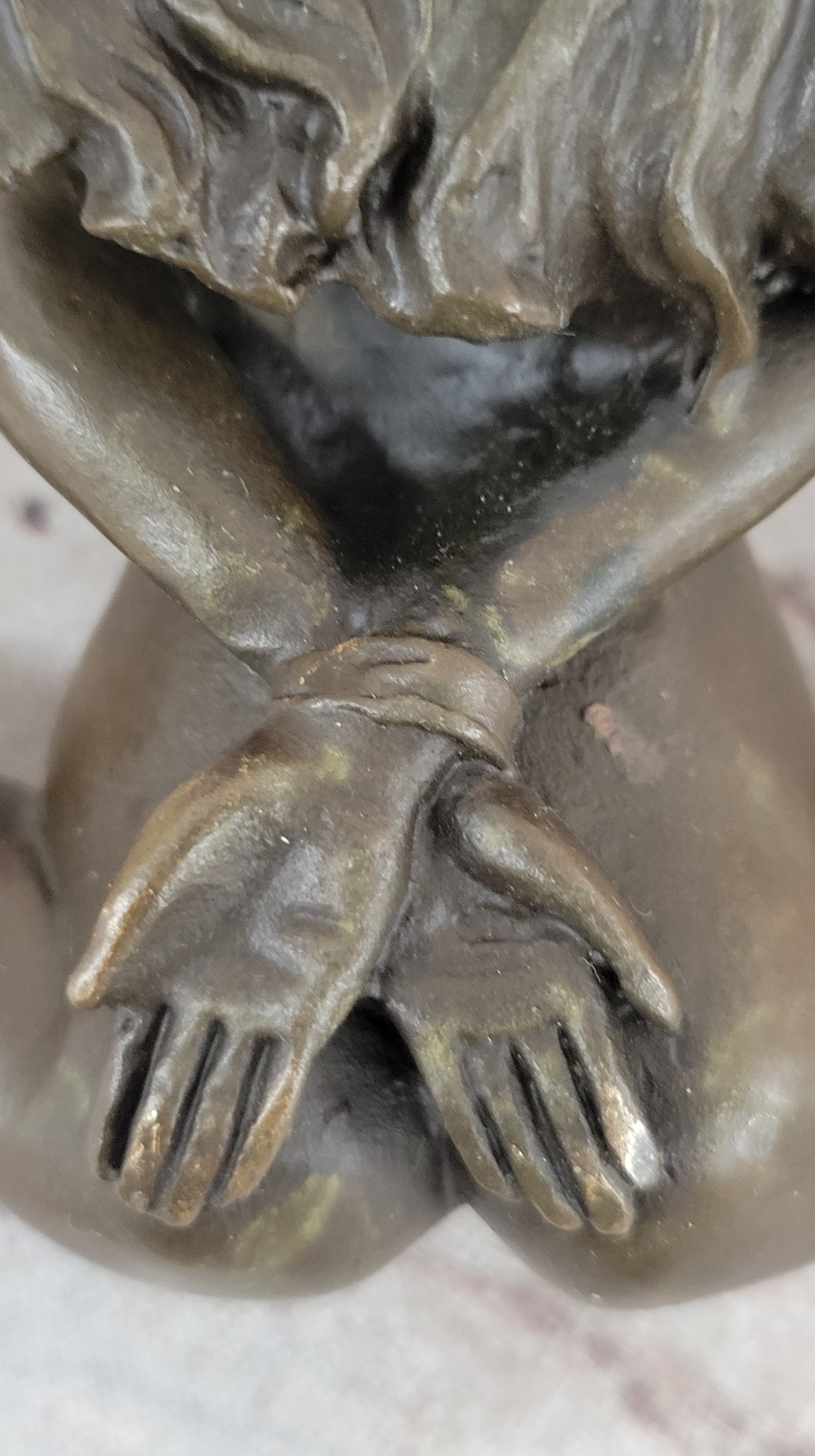 Erotic Nude Bronze Bondage Figurine Sculpture Girl Bound w/ Legs Spread Original Patoue 5" x 8"