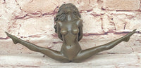 Erotic Nude Bronze Bondage Figurine Sculpture Girl Bound w/ Legs Spread Original Patoue 5" x 8"
