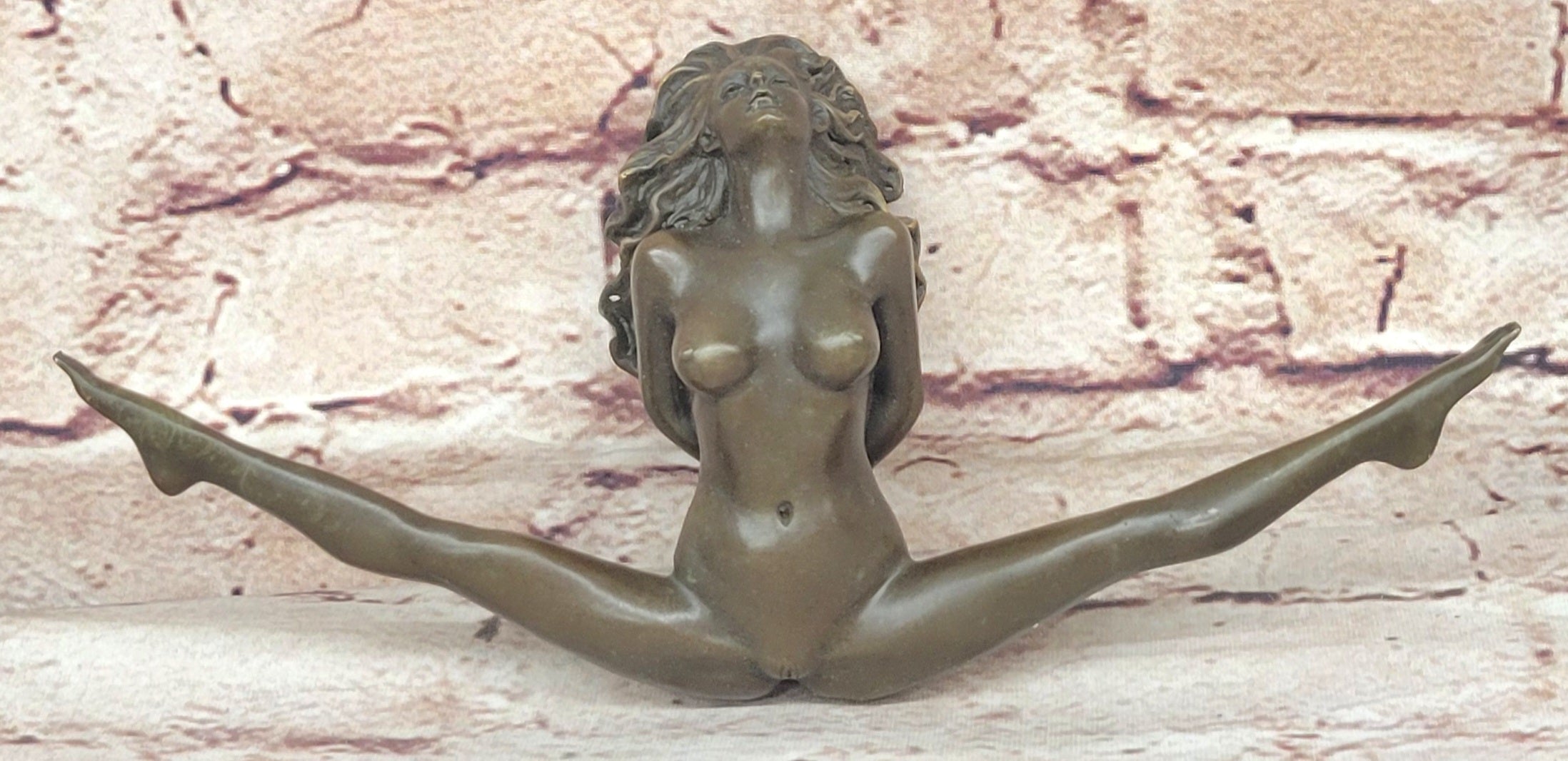 Erotic Nude Bronze Bondage Figurine Sculpture Girl Bound w/ Legs Spread Original Patoue 5" x 8"