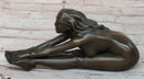 Erotic Bronze Figurine Sculpture Girl Bound Wrists to Ankles Collectible Original Art 3" x 5"