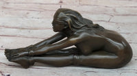 Erotic Bronze Figurine Sculpture Girl Bound Wrists to Ankles Collectible Original Art 3" x 5"
