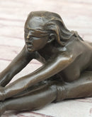 Erotic Bronze Figurine Sculpture Girl Bound Wrists to Ankles Collectible Original Art 3" x 5"