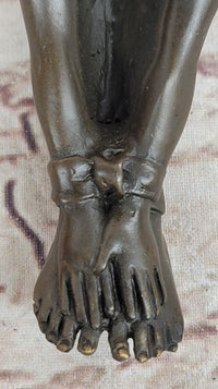 Erotic Bronze Figurine Sculpture Girl Bound Wrists to Ankles Collectible Original Art 3" x 5"