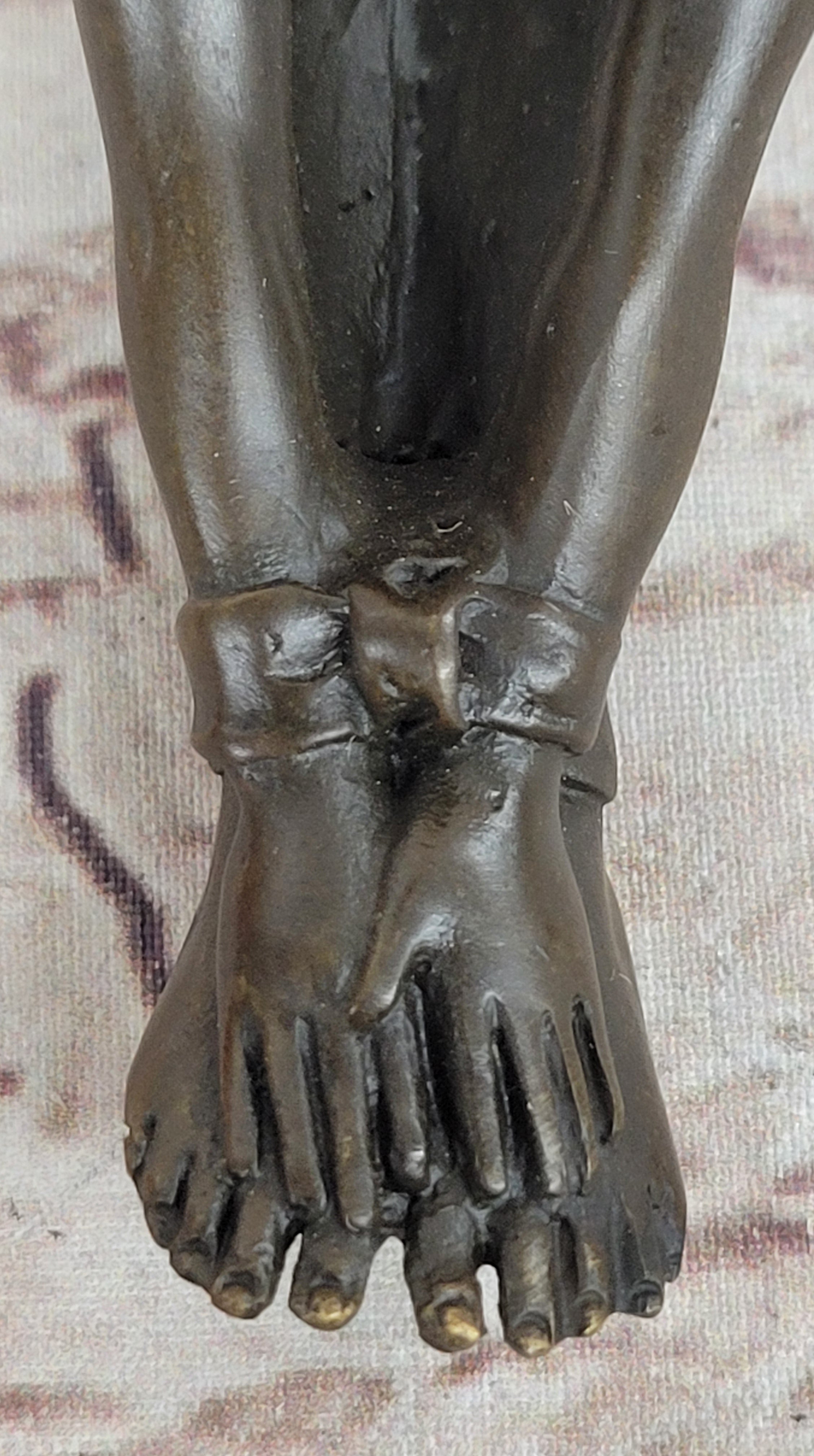 Erotic Bronze Figurine Sculpture Girl Bound Wrists to Ankles Collectible Original Art 3" x 5"