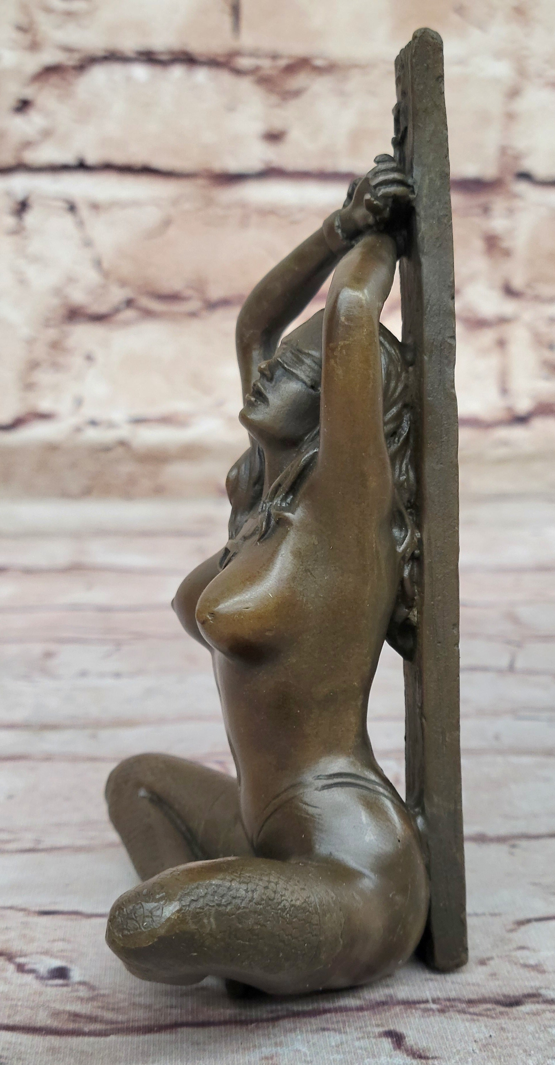SEX SLAVE BONDAGE GIRL NUDE BRONZE SCULPTURE STATUE ART FIGURE FIGURINE HOT CAST 6" x 4"