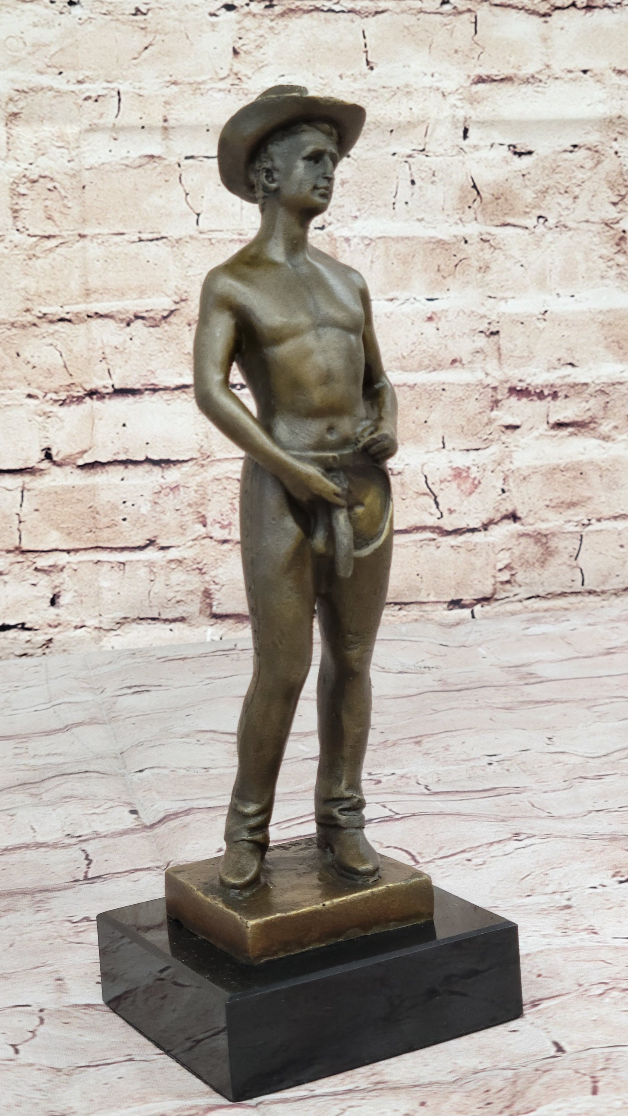 Gay Cowboy Assless Chaps Erotic Art Statue Sculpture Modern Signed Patoue 11" x 4"
