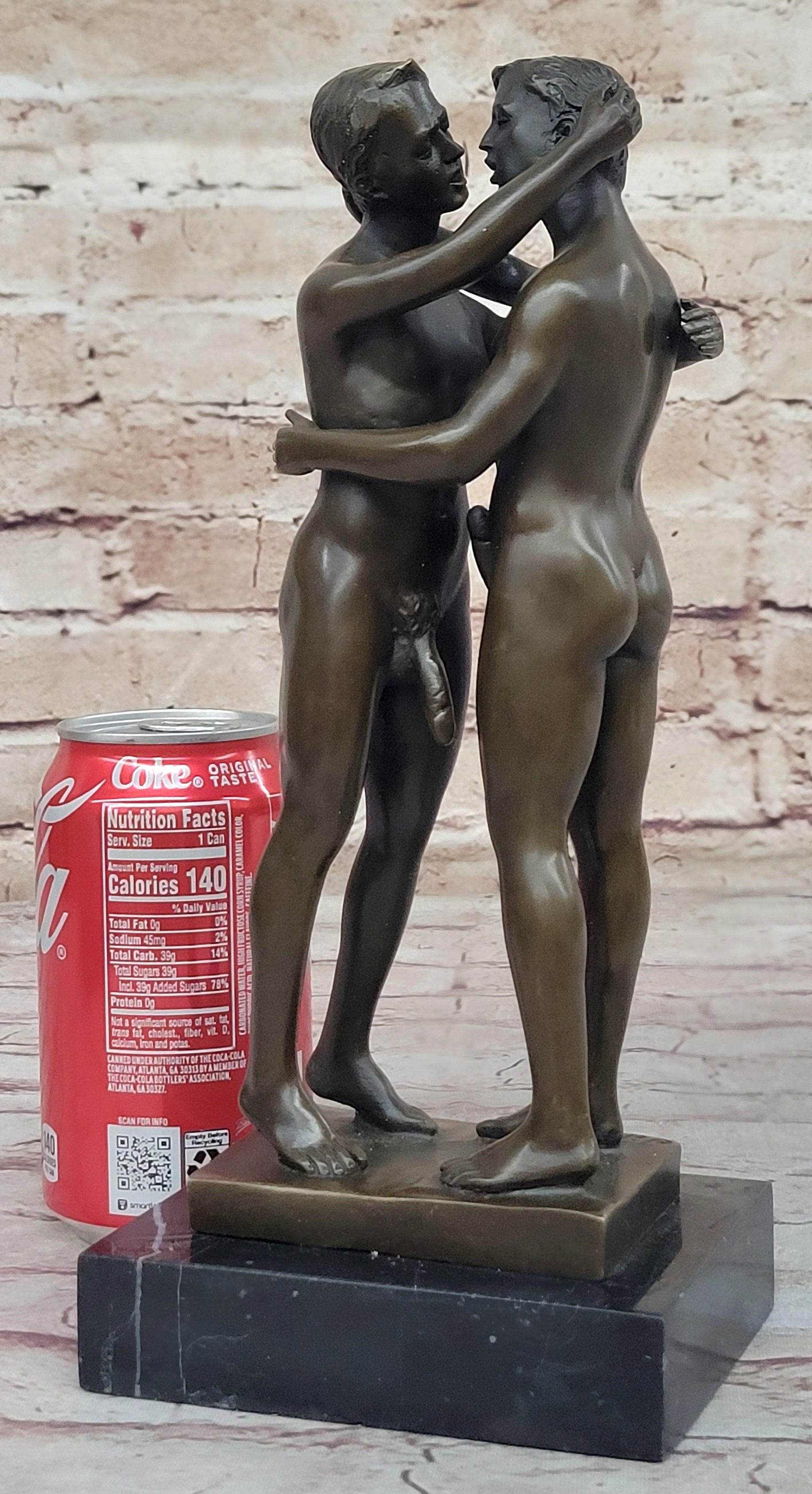 Collector Edition Nude Men Gay Art First Kiss Bronze Sculpture Signed Original Art ST-021