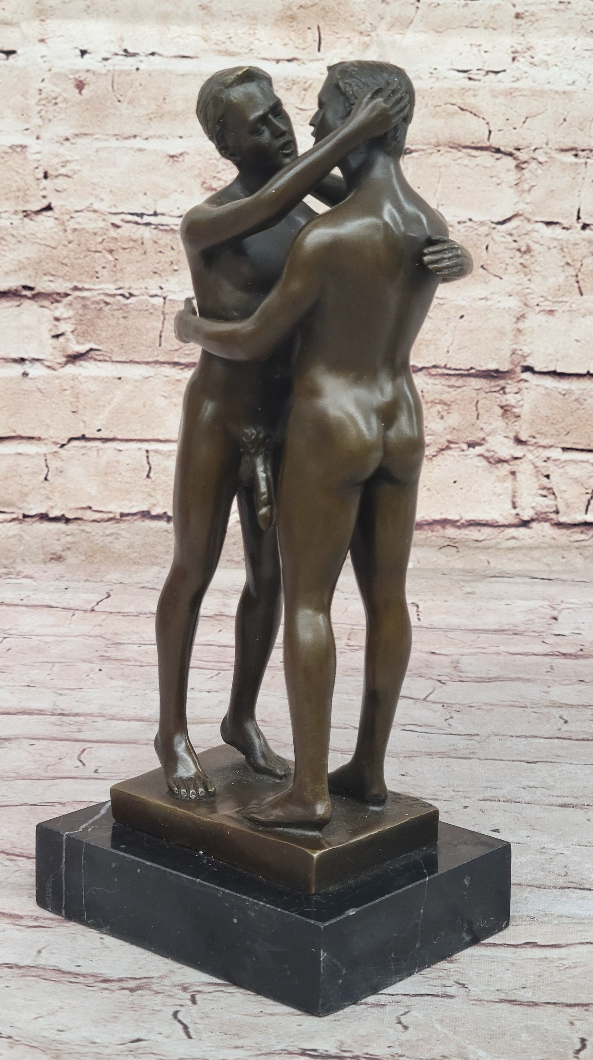 Collector Edition Nude Men Gay Art First Kiss Bronze Sculpture Signed Original Art ST-021
