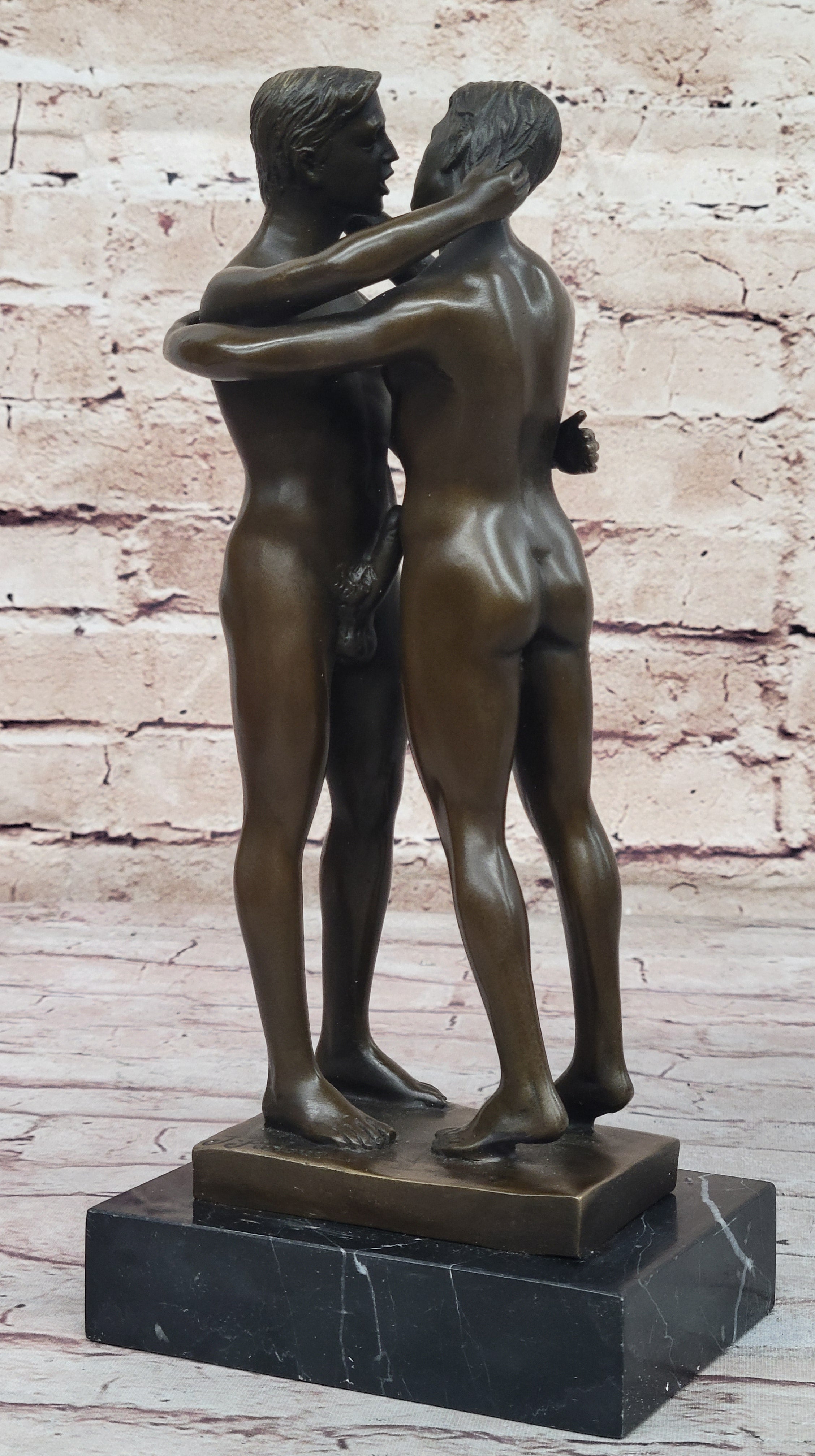 Collector Edition Nude Men Gay Art First Kiss Bronze Sculpture Signed Original Art ST-021