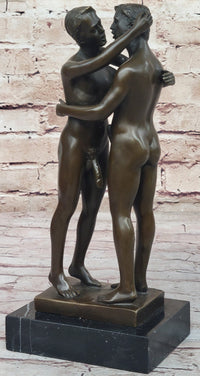 Collector Edition Nude Men Gay Art First Kiss Bronze Sculpture Signed Original Art ST-021