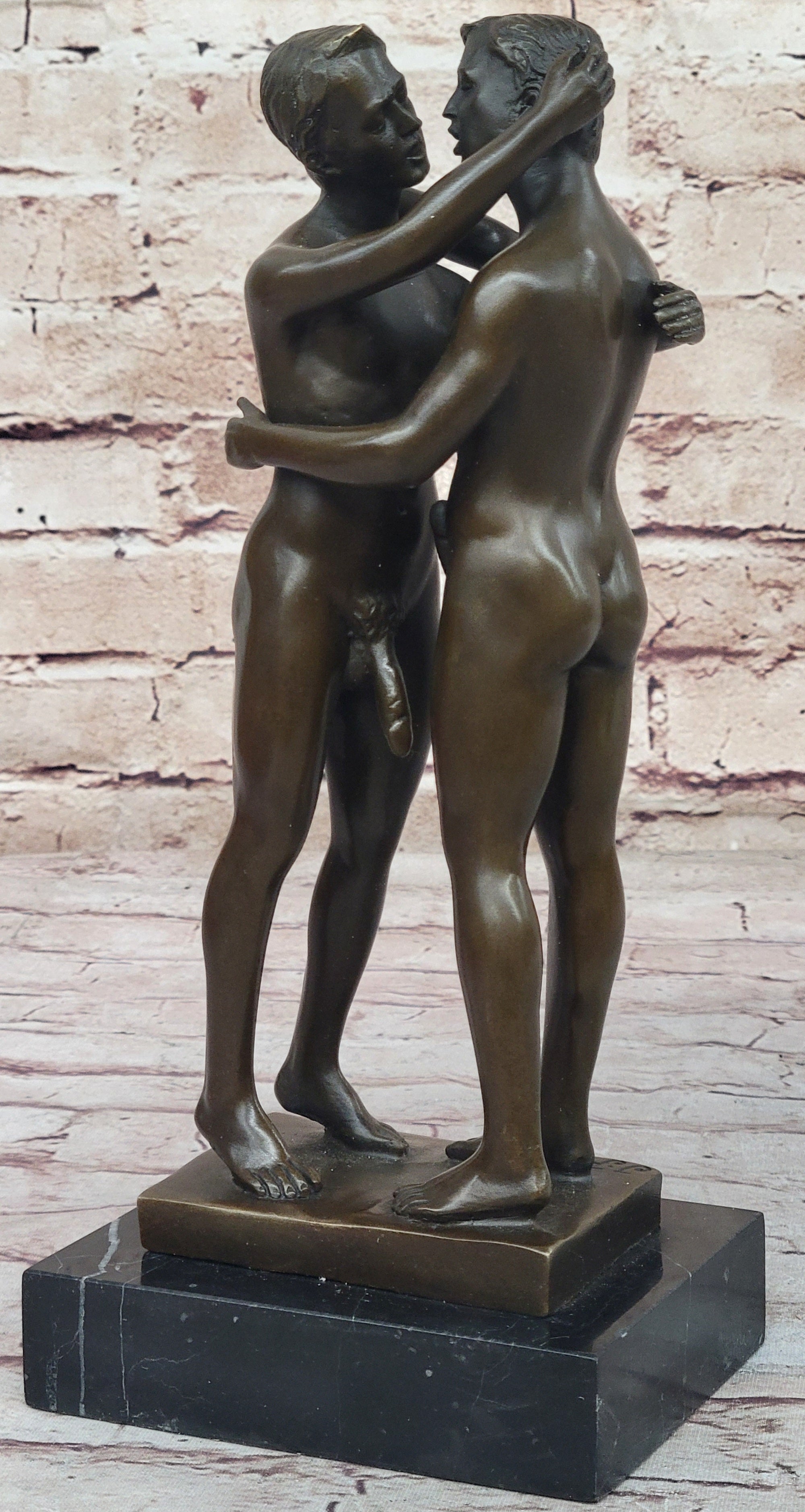 Collector Edition Nude Men Gay Art First Kiss Bronze Sculpture Signed Original Art ST-021