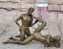 Two Piece Erotic Bronze Set Couple Sex Intercourse Sculpture 5" x 9"