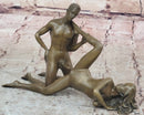 Two Piece Erotic Bronze Set Couple Sex Intercourse Sculpture 5" x 9"
