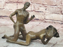 Two Piece Erotic Bronze Set Couple Sex Intercourse Sculpture 5" x 9"