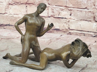 Two Piece Erotic Bronze Set Couple Sex Intercourse Sculpture 5" x 9"