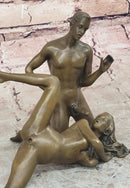 Two Piece Erotic Bronze Set Couple Sex Intercourse Sculpture 5" x 9"