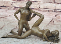 Two Piece Erotic Bronze Set Couple Sex Intercourse Sculpture 5" x 9"