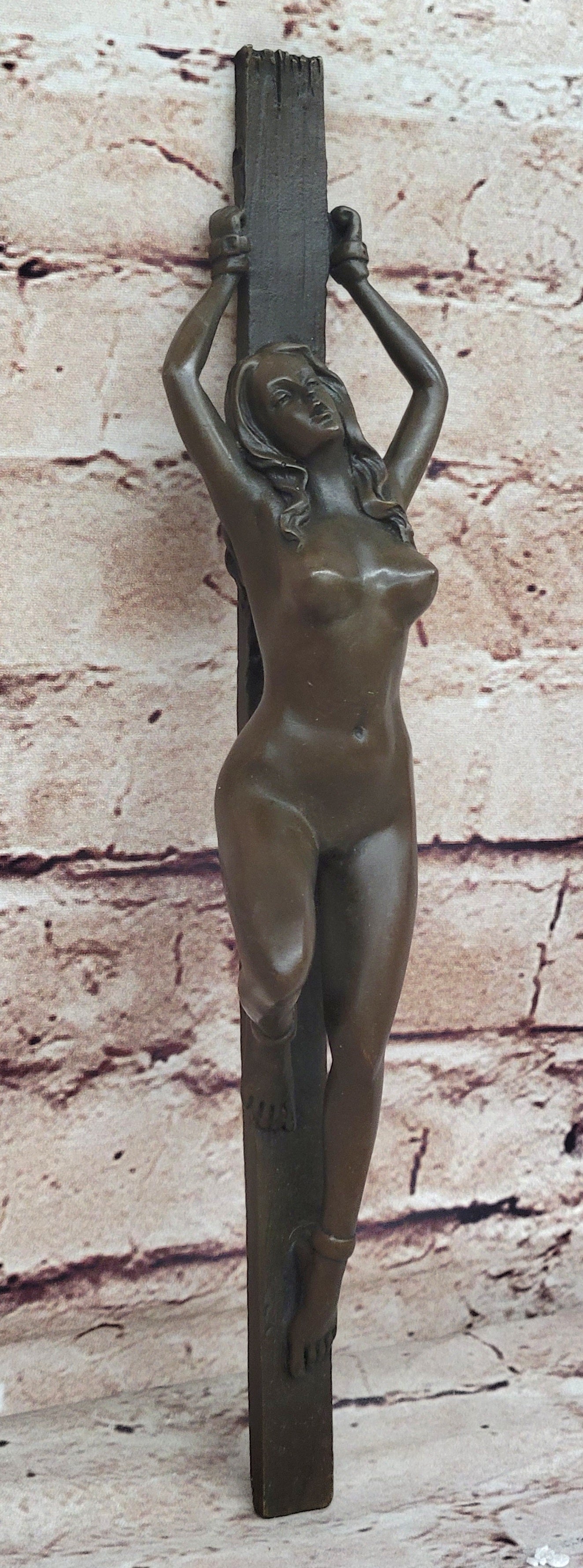 Bound Nude Female Bronze Wall Sculpture – Erotic Art by Patoue