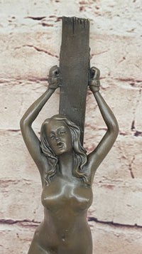 Bound Nude Female Bronze Wall Sculpture – Erotic Art by Patoue