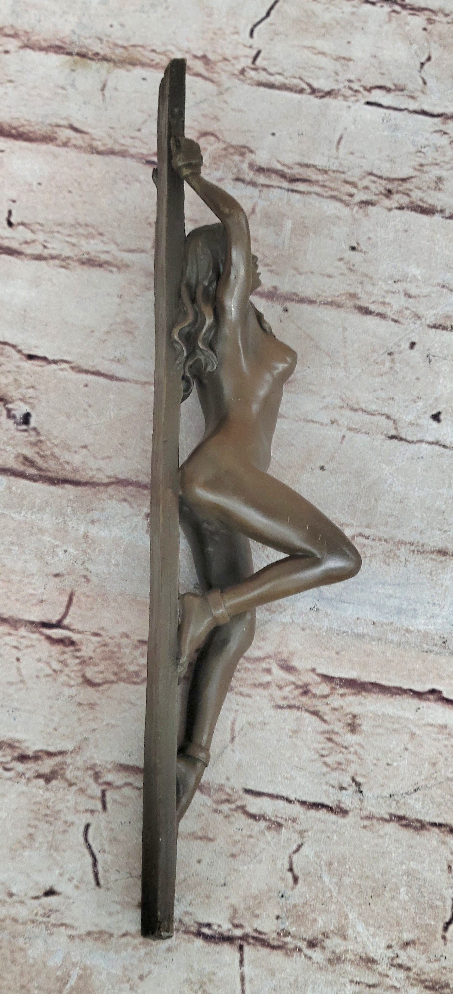 Bound Nude Female Bronze Wall Sculpture – Erotic Art by Patoue