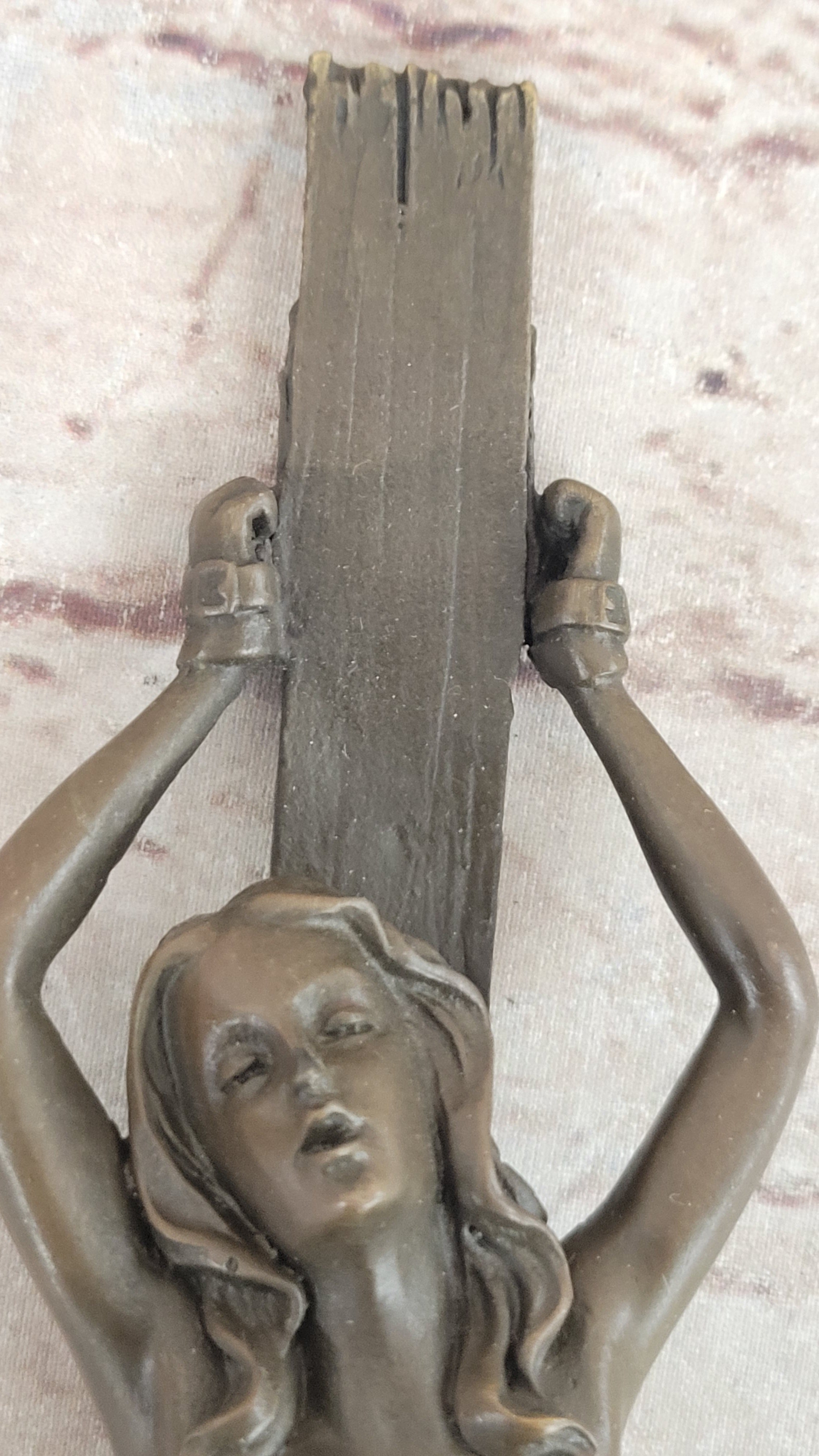 Bound Nude Female Bronze Wall Sculpture – Erotic Art by Patoue