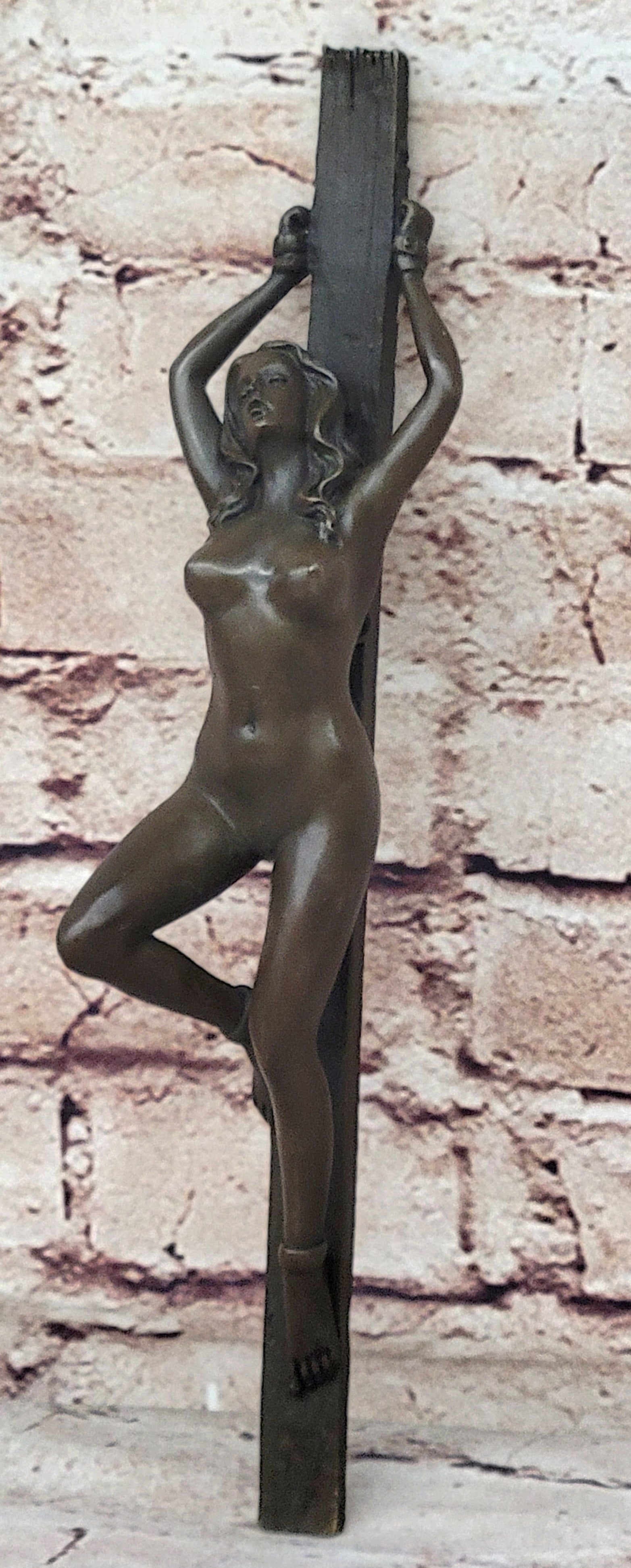 Bound Nude Female Bronze Wall Sculpture – Erotic Art by Patoue