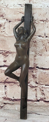 Bound Nude Female Bronze Wall Sculpture – Erotic Art by Patoue