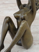 Signed Artwork 2 pcs Erotic Girls Making Love Bronze Sculpture