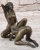 Signed Artwork 2 pcs Erotic Girls Making Love Bronze Sculpture