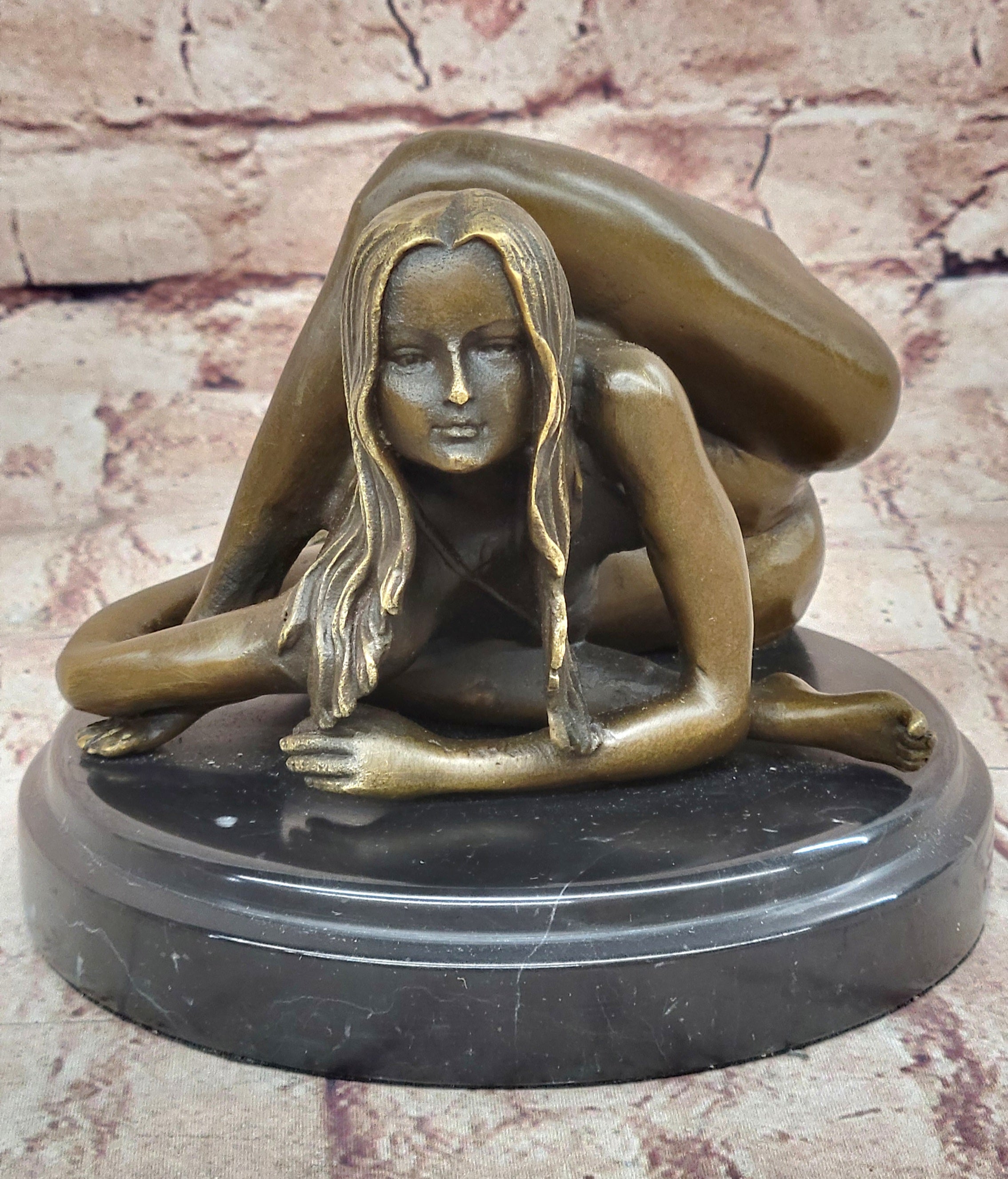 Contortionist Girl Athlete Yoga Bronze Sculpture 6"x 7"