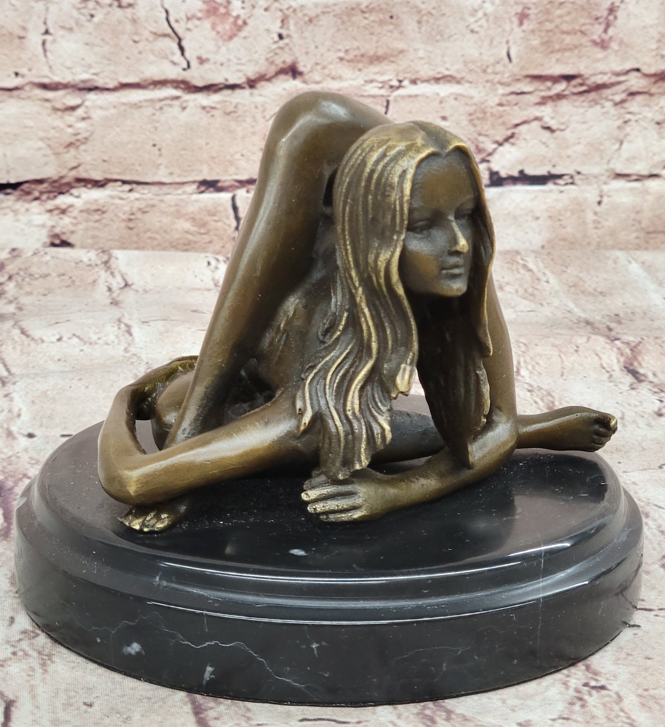 Contortionist Girl Athlete Yoga Bronze Sculpture 6"x 7"
