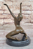 Nude Female Bronze Sculpture Arms Raised Outstretched Art 9" x 9"