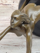 Nude Female Bronze Sculpture Arms Raised Outstretched Art 9" x 9"