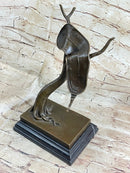 Bronze Surreal Melting Clock by Dali on Marble Base