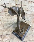 Bronze Surreal Melting Clock by Dali on Marble Base