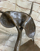 Bronze Surreal Melting Clock by Dali on Marble Base