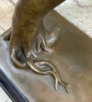 Bronze Surreal Melting Clock by Dali on Marble Base