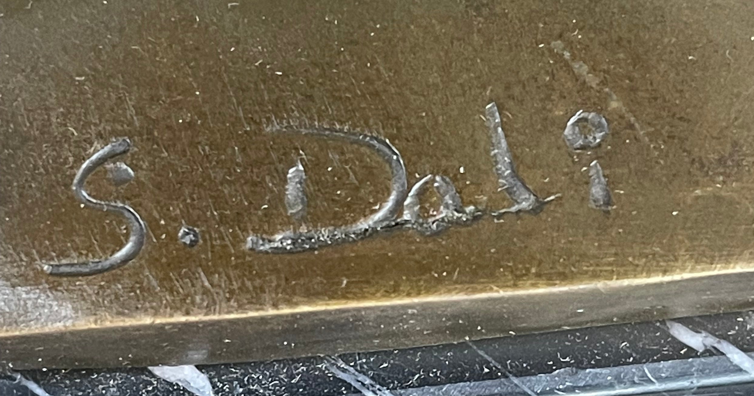 Bronze Surreal Melting Clock by Dali on Marble Base