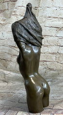Nude Female Torso Taking off Shirt Bronze Figure Sculpture Statue Figurine Original Art 14" x 5"