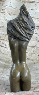 Nude Female Torso Taking off Shirt Bronze Figure Sculpture Statue Figurine Original Art 14" x 5"