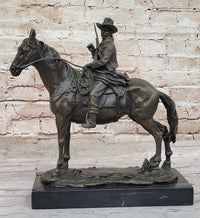 Bronze Remington Tribute Cowboy w/ Rifle Riding Horse 12" x 12"