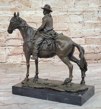 Bronze Remington Tribute Cowboy w/ Rifle Riding Horse 12" x 12"