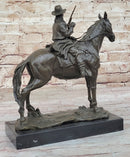 Bronze Remington Tribute Cowboy w/ Rifle Riding Horse 12" x 12"