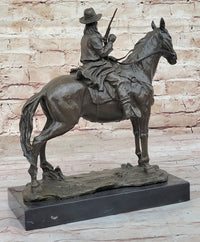 Bronze Remington Tribute Cowboy w/ Rifle Riding Horse 12" x 12"